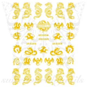 Gold Dragon Nail Art Nail Stickers