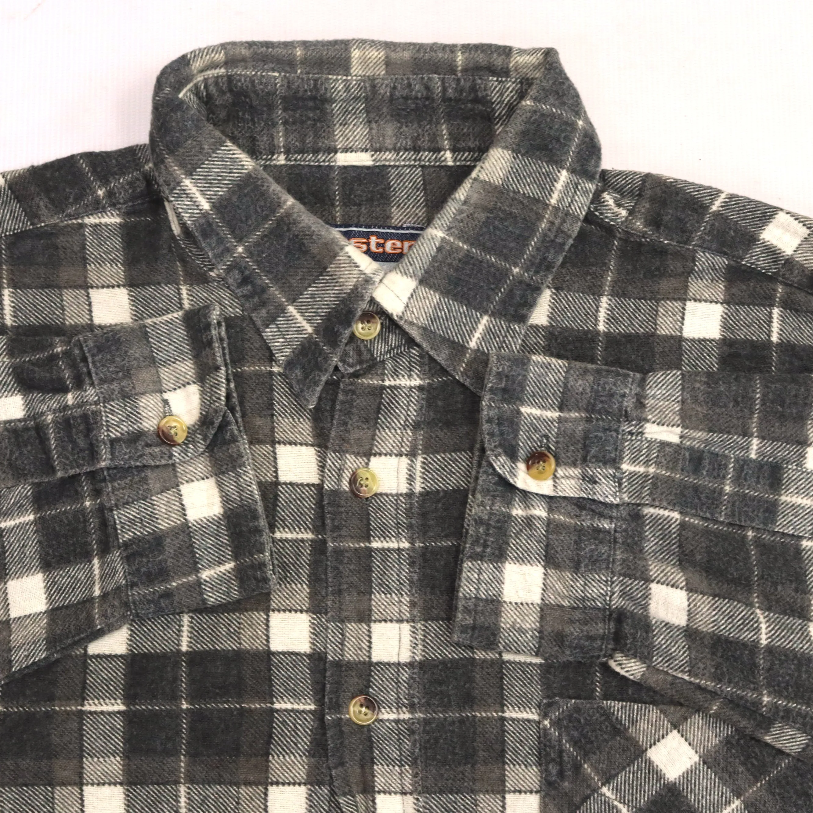 Master Vintage Checkered Flannel Shirt Cream Black Navy
