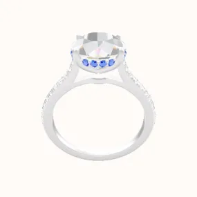 Pave Cathedral Engagement Ring With Low Set Pave  Hidden Halo Head