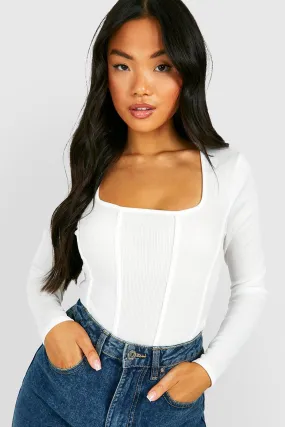 Petite Rib Corset Bodysuit