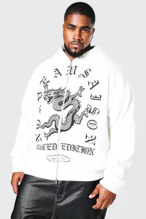 Plus Dragon Print Zip Through Hoodie