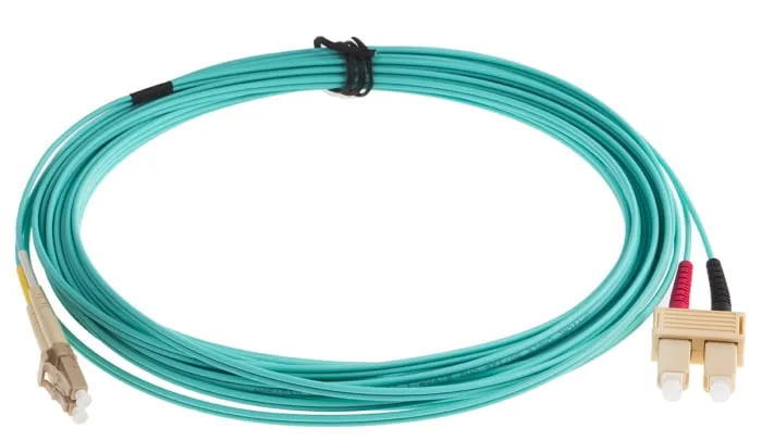RS PRO LC to SC Duplex Multi Mode OM3 Fibre Optic Cable, 900μm, Blue, 10m