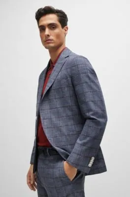 Slim-fit micro-patterned jacket in checked serge