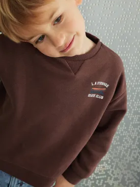 Sweatshirt with Fun Motif on the Back, for Boys - chocolate