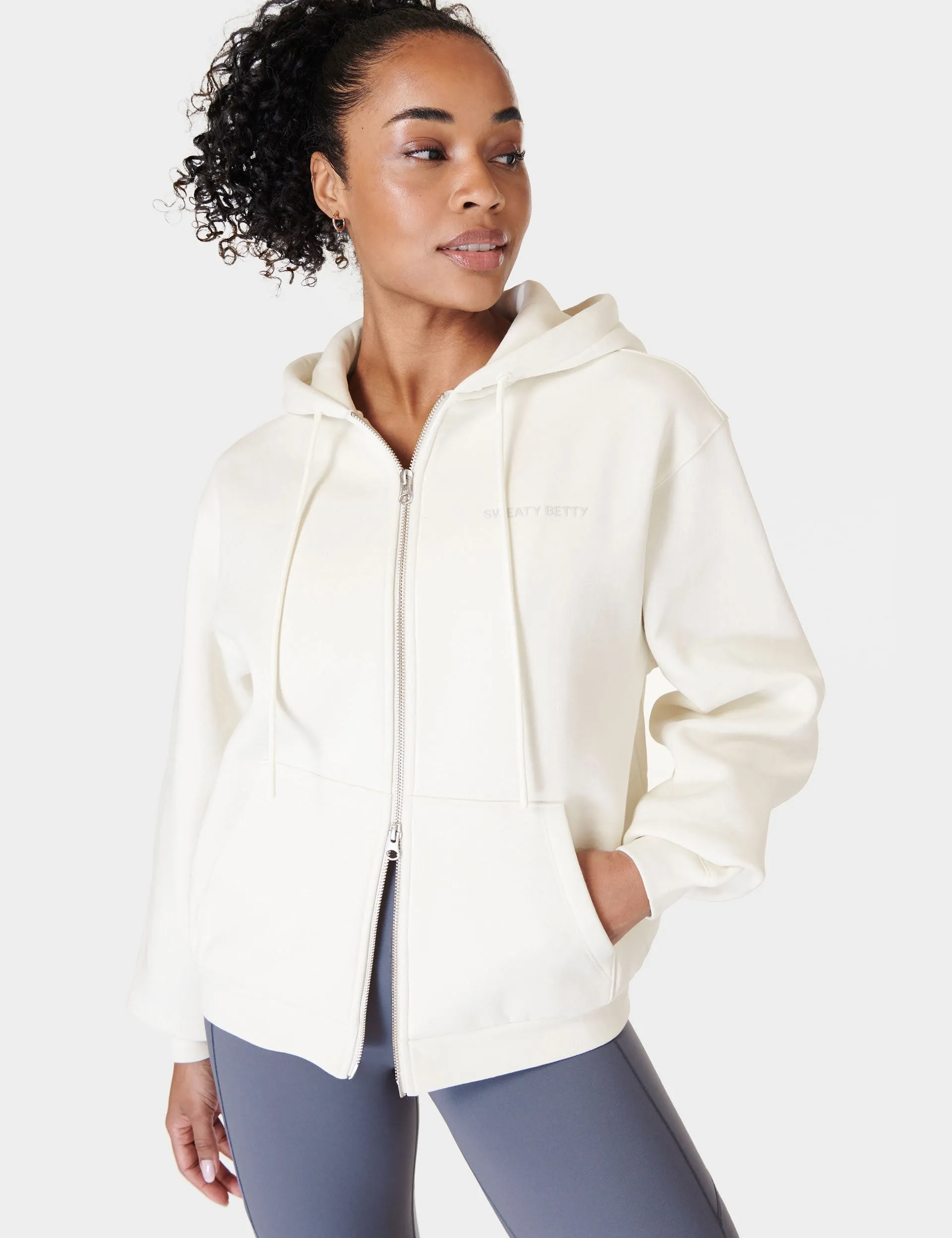 Sweaty Betty Powerhouse Zip Up Hoody - Lily White