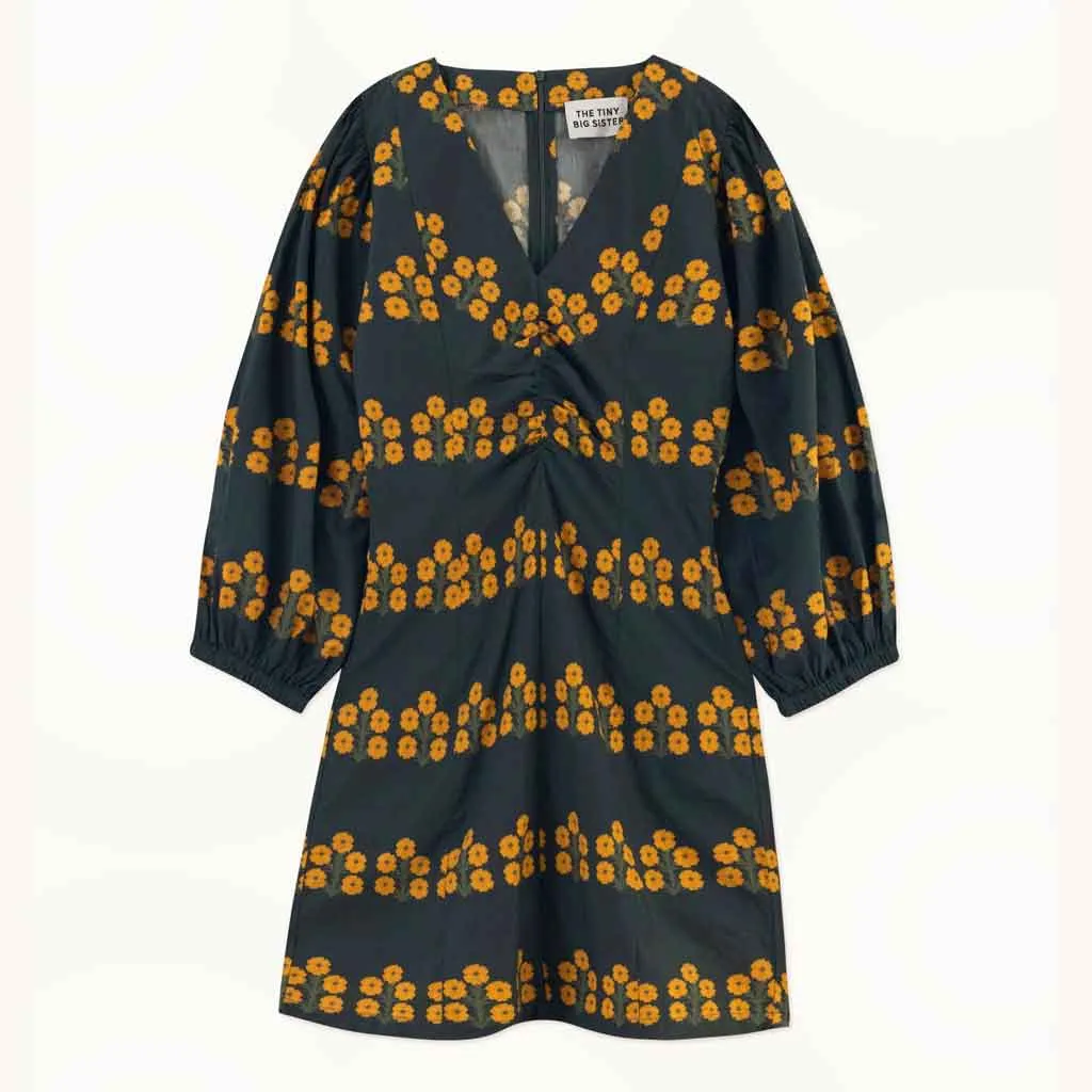 Tiny Cottons Aster Puff Sleeves Dress - Dark Khaki