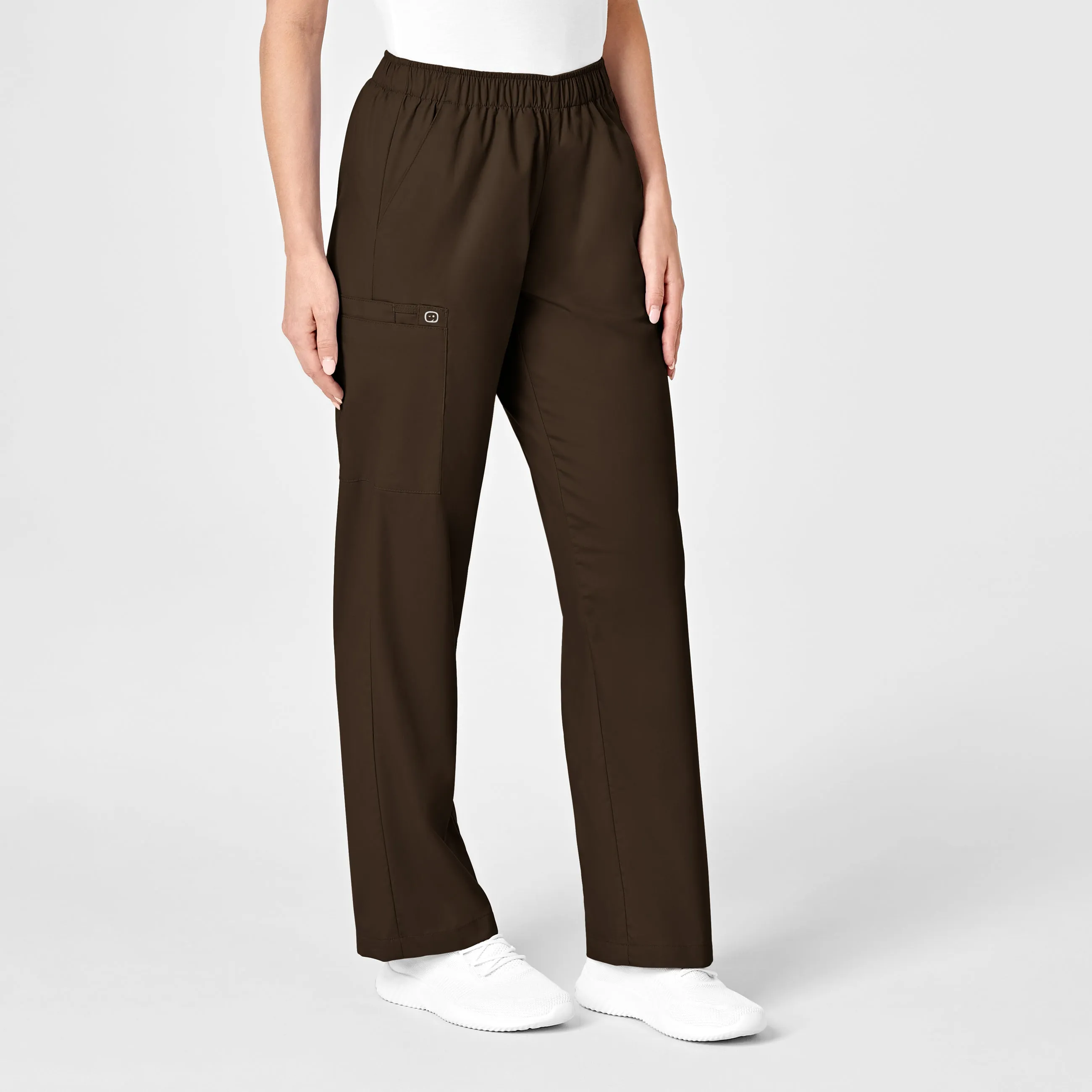 WonderWORK Women's Pull-On Cargo Scrub Pant - Chocolate